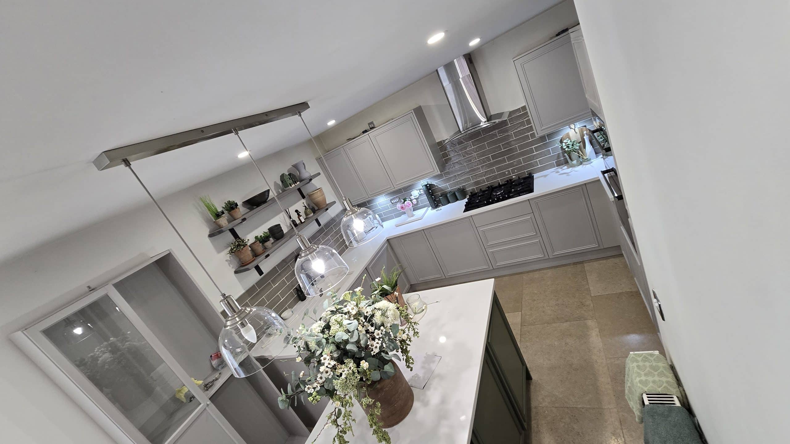 Completed premium grey kitchen respray in Heanor near Derby by Spray Masters